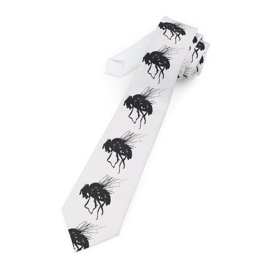 SACSCUM “Swarm Tie” – White with Black Fly Graphic